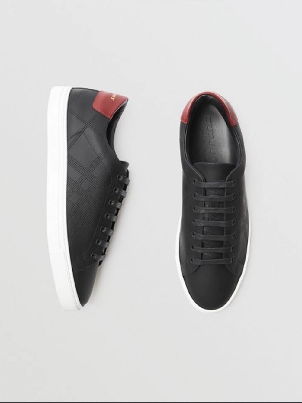 Burberry Perforated Check Leather Sneakers